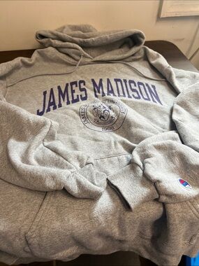 NCAA Gray Crewneck Sweatshirt with Purple James Madison Print